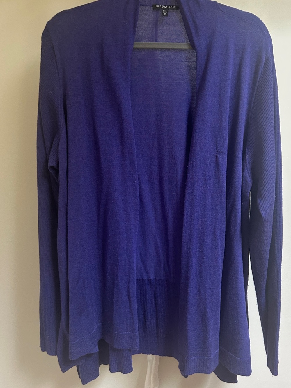 Eileen Fisher Open-Front Cardigan Sweater in Deep Purple